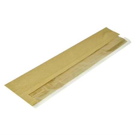 Sachets baguette kraft compostables avec fenêtre pla - lot de 1000 - vegware - papier/pla