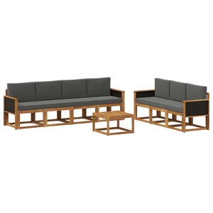 vidaXL Ensemble de canapés d'extérieur 7 Pièces Naturel et Anthracite