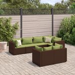 vidaXL Salon de jardin avec coussins 7 Pièces marron résine tressée