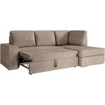 Canapé d'angle droit convertible ARTEMIS 4 places - Velours côtelé greige - 246 x 174 x 96 cm