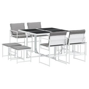 vidaXL Ensemble à manger de jardin avec coussins 9 Pièces blanc textilène