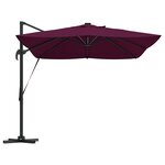 vidaXL Parasol déporté Roma de avec LED Rouge Bordeaux 352x251x265 cm Aluminium