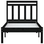 vidaXL Cadre de lit Noir 75x190 cm Petit simple Bois massif