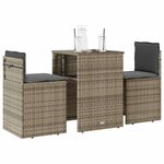 vidaXL Ensemble de bistro 3 Pièces avec coussins beige résine tressée