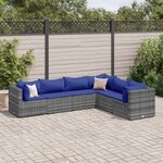 vidaXL Salon de jardin 6 Pièces avec coussins Gris Résine tressée