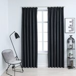 vidaXL Rideaux occultants avec crochets 2 Pièces Anthracite 140x225 cm