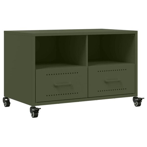 vidaXL Meuble TV vert olive 68x39x43 5 cm acier laminé à froid