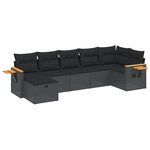 vidaXL Salon de jardin 7 Pièces avec coussins noir résine tressée