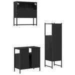 vidaXL Ensemble de meubles salle de bain 3 Pièces noir bois d'ingénierie