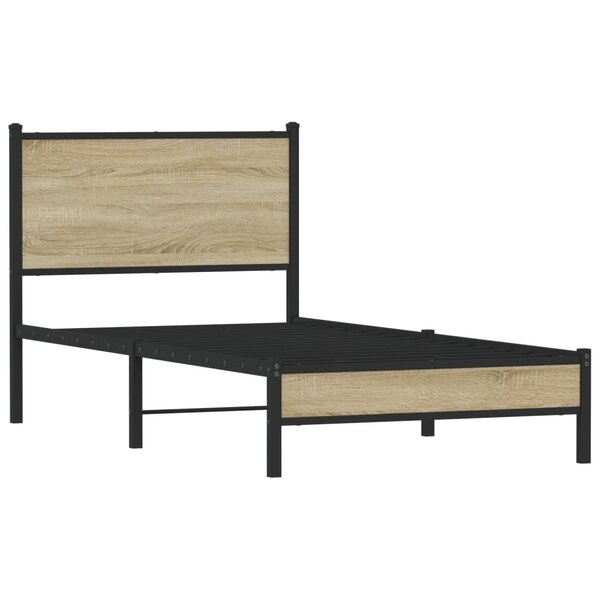 vidaXL Cadre de lit en métal sans matelas chêne sonoma 90x190 cm
