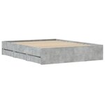 vidaXL Cadre de lit avec tiroirs sans matelas gris béton 140x190 cm