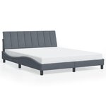 vidaXL Cadre de lit avec lumières LED gris foncé 160x200 cm velours
