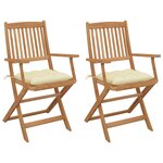 vidaXL Chaises pliables de jardin lot de 2 avec coussins Bois d'acacia