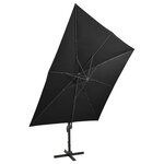 vidaXL Parasol déporté avec mât et lumières LED Noir 300 cm