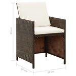 vidaXL Chaises de jardin avec coussins lot de 4 Résine tressée Marron