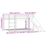 vidaXL Lit superposé avec toboggan et rideaux rose 90x190 cm