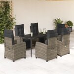 vidaXL Ensemble à manger de jardin et coussins 7 Pièces gris rotin