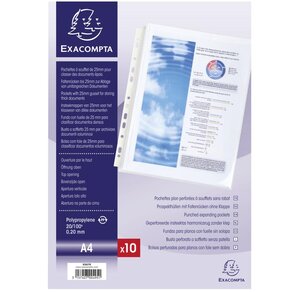 Sachet de 10 pochettes à soufflet sans rabat 20x100e A4 EXACOMPTA