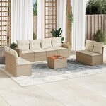 vidaXL Salon de jardin avec coussins 9 Pièces beige résine tressée