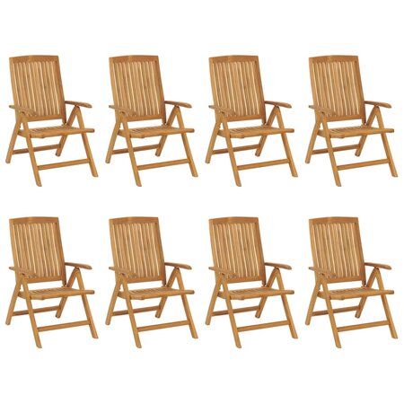 vidaXL Chaises de jardin inclinables lot de 8 Bois de teck solide