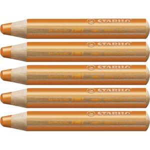 Crayon woody 3 en 1 extra large orange x 5 stabilo