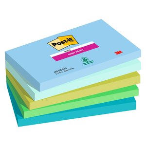 Notes couleurs oasis super sticky post-it 76 x 127 mm - bloc de 90 feuilles - lot de 10