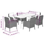 vidaXL Ensemble à manger de jardin et coussins 7 Pièces marron rotin