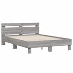 vidaXL Cadre de lit avec tête de lit et LED sonoma gris 120x200 cm