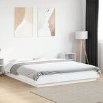 vidaXL Cadre de lit avec lumières LED blanc 160x200 cm bois ingénierie