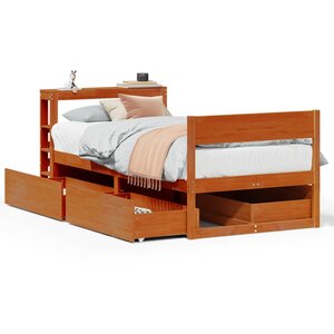 vidaXL Cadre de lit sans matelas cire marron 75x190 cm bois pin massif