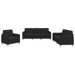 vidaXL Ensemble de canapés 3 Pièces avec coussins Noir Tissu