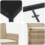 vidaXL Ensemble de salle à manger de jardin 7 pièces avec coussins Beige Rattan Poly