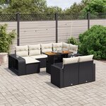 vidaXL Salon de jardin 11 Pièces avec coussins noir résine tressée
