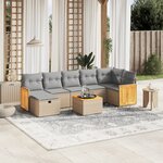 vidaXL Salon de jardin avec coussins 8Pièces mélange beige résine tressée