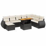 vidaXL Salon de jardin 9 Pièces avec coussins noir résine tressée