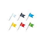 Boîte De 20 Épingles Drapeaux - Hauteur De Pointe 16mm - Couleurs Assorties - Exacompta