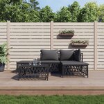 vidaXL Salon de jardin avec coussins 5 Pièces anthracite acier