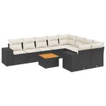 vidaXL Salon de jardin 10 Pièces avec coussins noir résine tressée