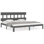 vidaXL Cadre de lit avec tête de lit gris 200x200 cm bois massif