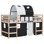 vidaXL Lit mezzanine enfants et tunnel blanc/noir 80x200cm pin massif