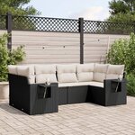 vidaXL Salon de jardin 6 Pièces avec coussins noir résine tressée