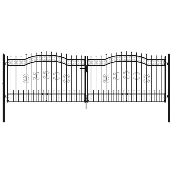vidaXL Portail et sommet de lance Noir 406x173 cm Acier enduit poudre