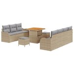 Canapé de Jardin vidaXL 10 Pièces avec Coussins Beige