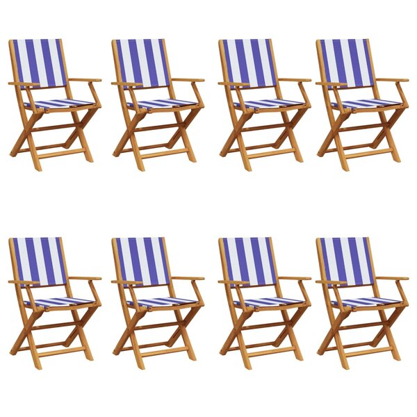 vidaXL Chaises de jardin pliantes lot de 8 tissu et bois massif