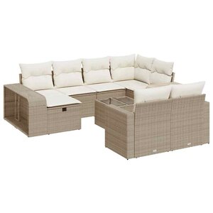 vidaXL Salon de jardin 11 Pièces avec coussins beige résine tressée