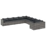 vidaXL Salon de jardin avec coussins 10 Pièces gris résine tressée