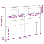 vidaXL Armoire tête de lit avec LED noir 140x17x102 cm