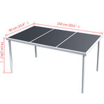 vidaXL Table de jardin 150x90x74 cm Noir Acier