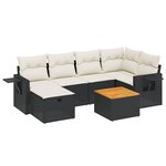 vidaXL Salon de jardin 7 Pièces avec coussins noir résine tressée
