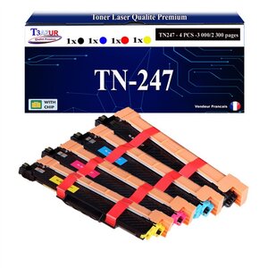 T3AZUR - 4 Toners compatibles avec TN247 pour Brother MFC-L3750CDW MFC-L3770CDW HL-L3210CW HL-L3230CDW MFC-L3710CW MFC-L3730CDN